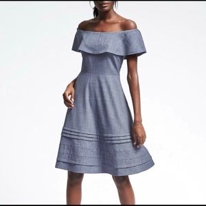 Banana republic off the shoulder chambray dress
